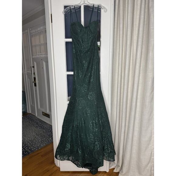 NWT LaFemme 32249 Green Corset Mermaid Prom Dress Size 6 - Picture 8 of 12